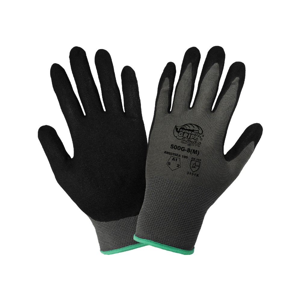 Global Glove 500G-VP-S Tsunami Grip Light Mach Finish Nitrile-Coated Gloves with Cut, Abrasion, and Puncture Resistance