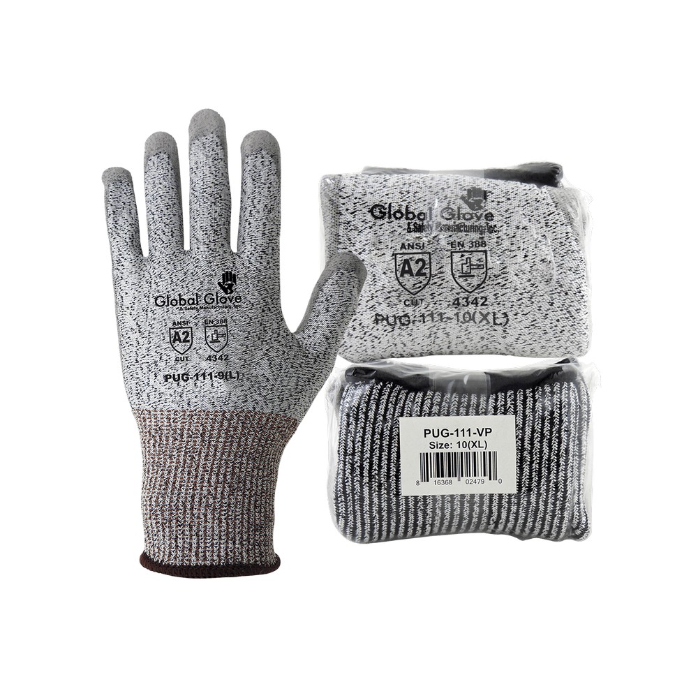 Global Glove PUG-111-VP-XS PUG Polyurethane Coated Vend-Packed Gloves with Cut, Abrasion, and Puncture Resistance