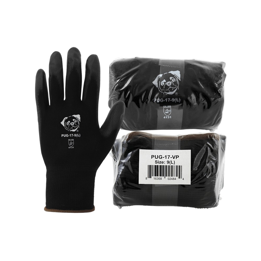 Global Glove PUG-17-VP-XS PUG Vend-Pack Black Lightweight Polyurethane Coated Anti-Static/Electrostatic Compliant Gloves with Cut, Abrasion, and Puncture Resistance