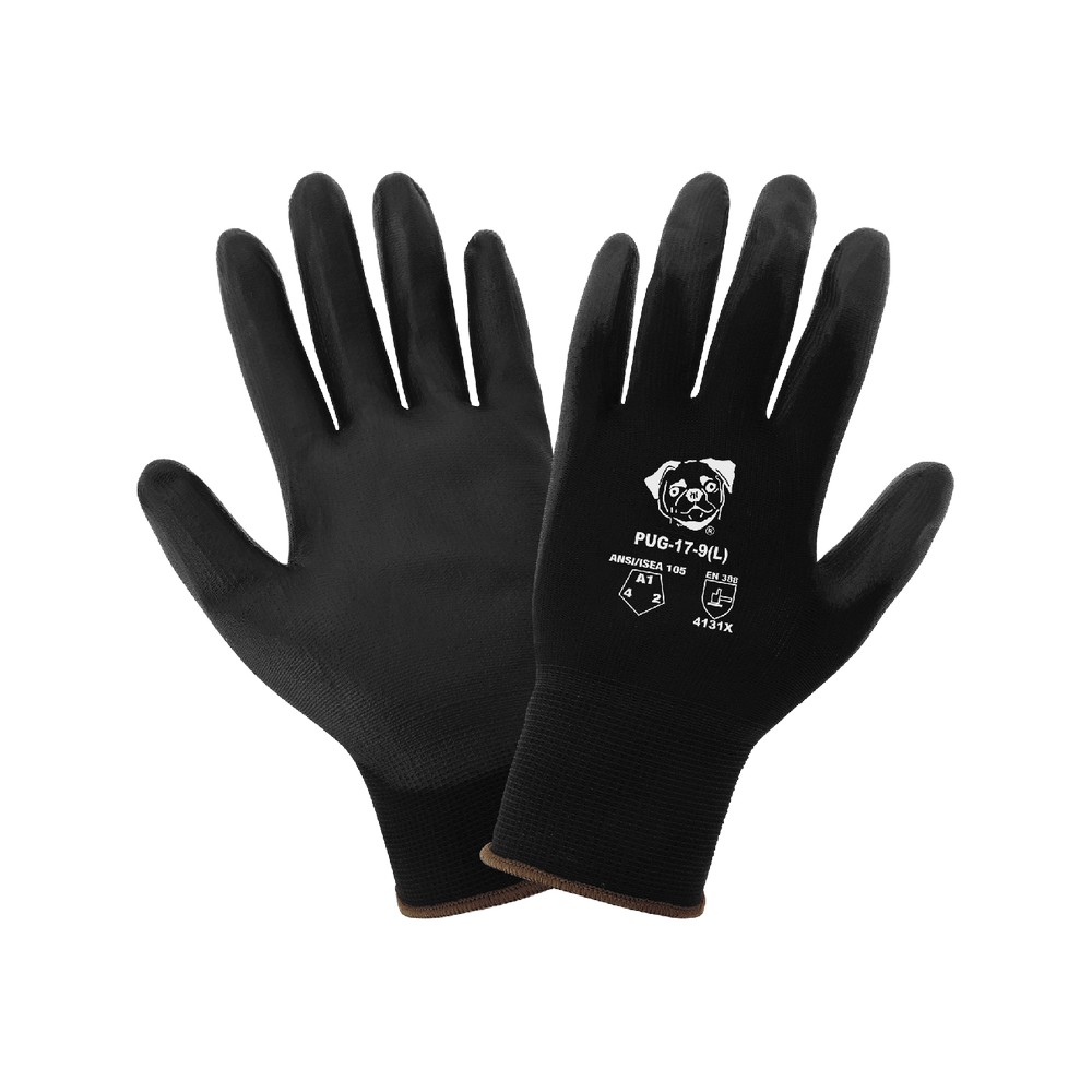 Global Glove PUG-17-VP-XS PUG Vend-Pack Black Lightweight Polyurethane Coated Anti-Static/Electrostatic Compliant Gloves with Cut, Abrasion, and Puncture Resistance
