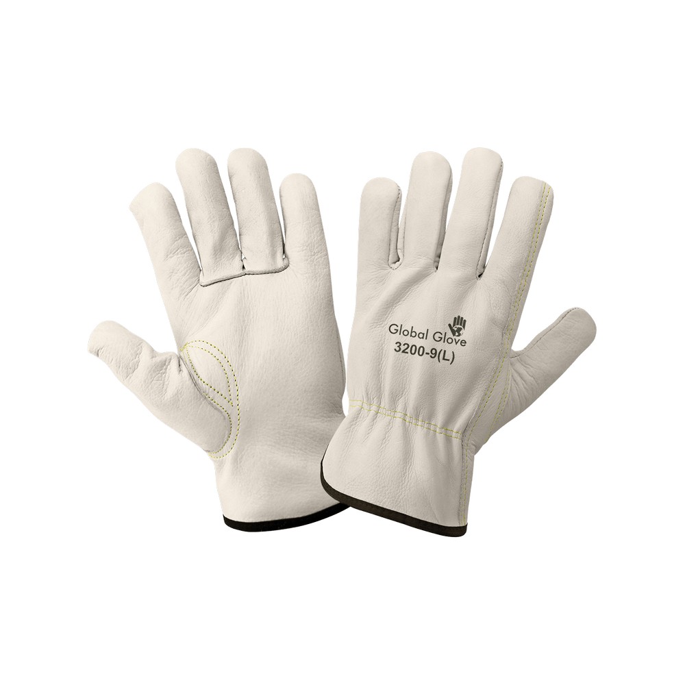 Global Glove 3200-ST Premium-Grade Grain Cowhide Drivers Style Retail Tagged Gloves