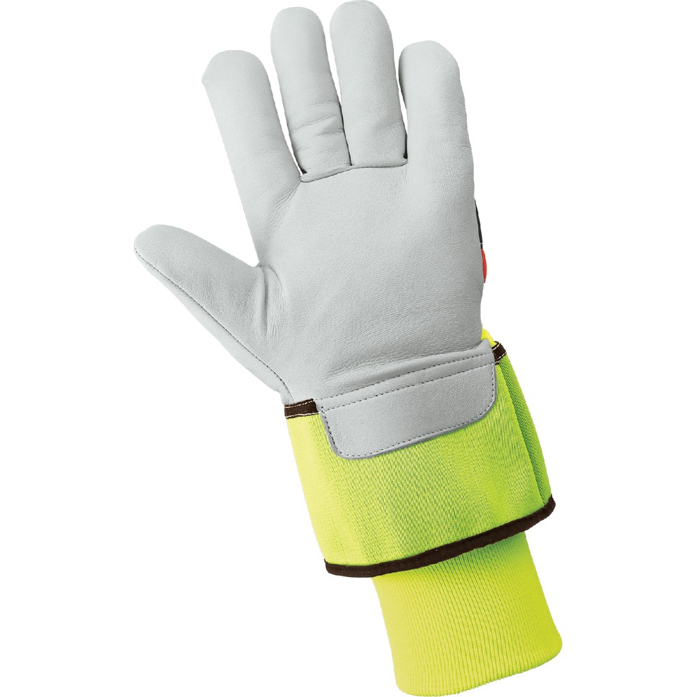 Global Glove 2950HVDC-S High-Visibility Premium-Grade Goatskin Leather Palm Insulated Gloves