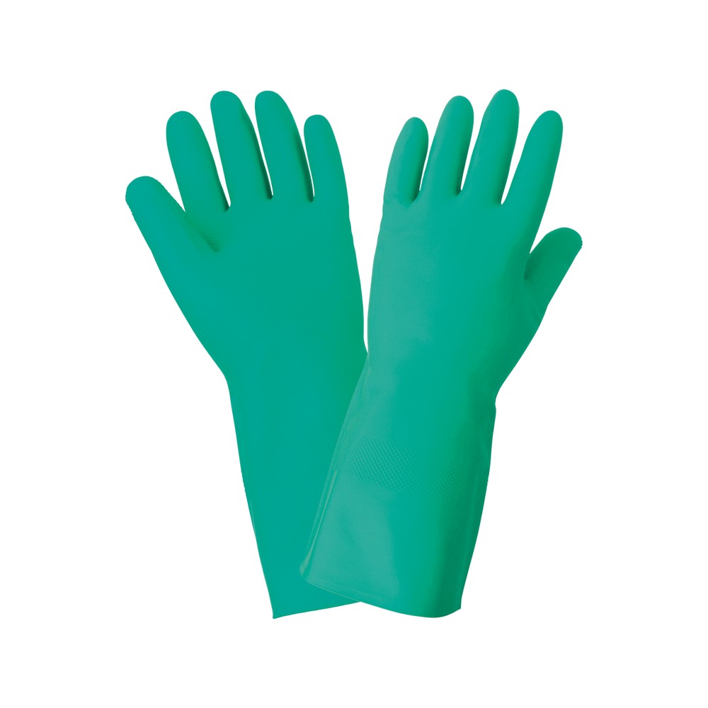 Global Glove 515-S Unlined 12-Mil Green Nitrile Raised Diamond Pattern Grip Unsupported Gloves