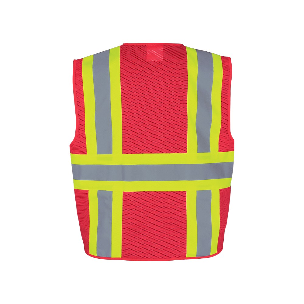 Global Glove GLO-0055-M FrogWear HV Lightweight High-Visibility Red Mesh Surveyor Vest