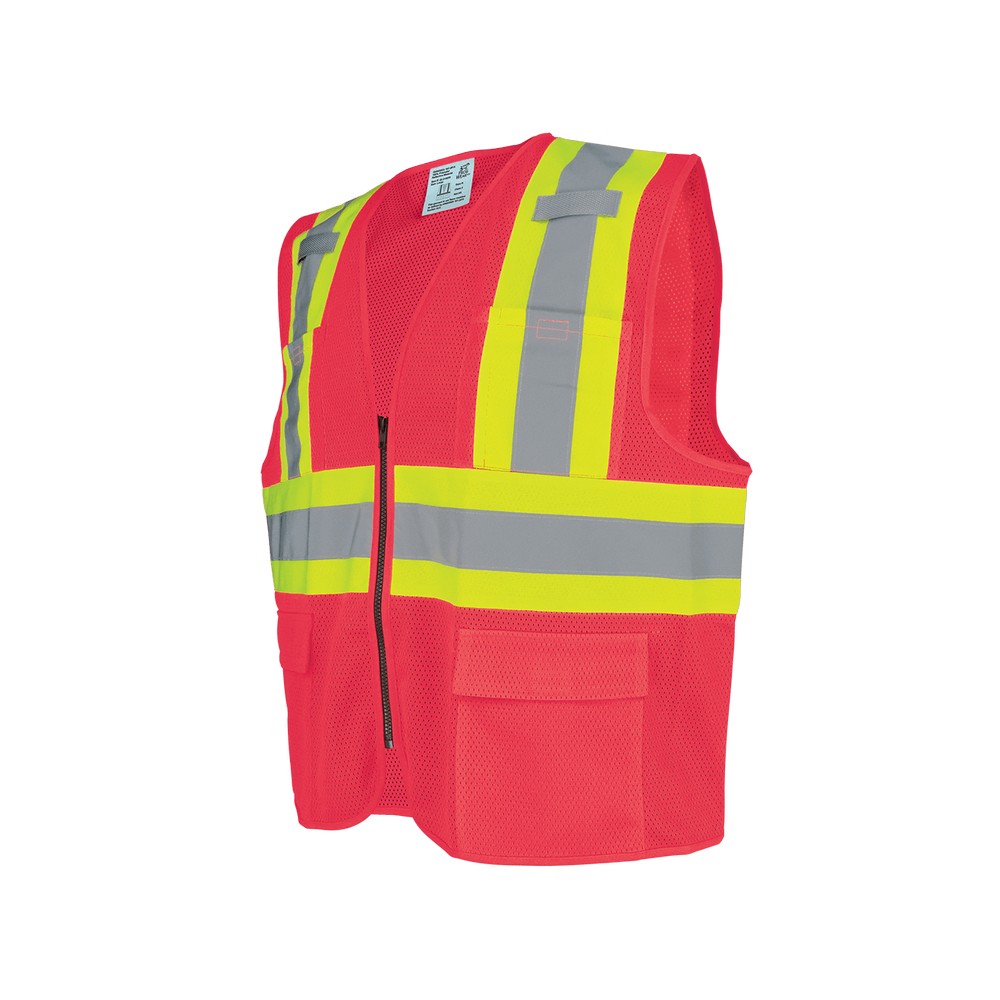 Global Glove GLO-0055-M FrogWear HV Lightweight High-Visibility Red Mesh Surveyor Vest