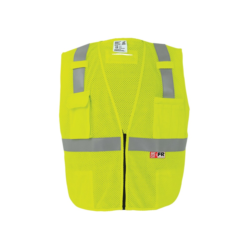 Global Glove GLO-022FR-S FrogWear HV Flame-Resistant High-Visibility Yellow/Green Surveyors Vest