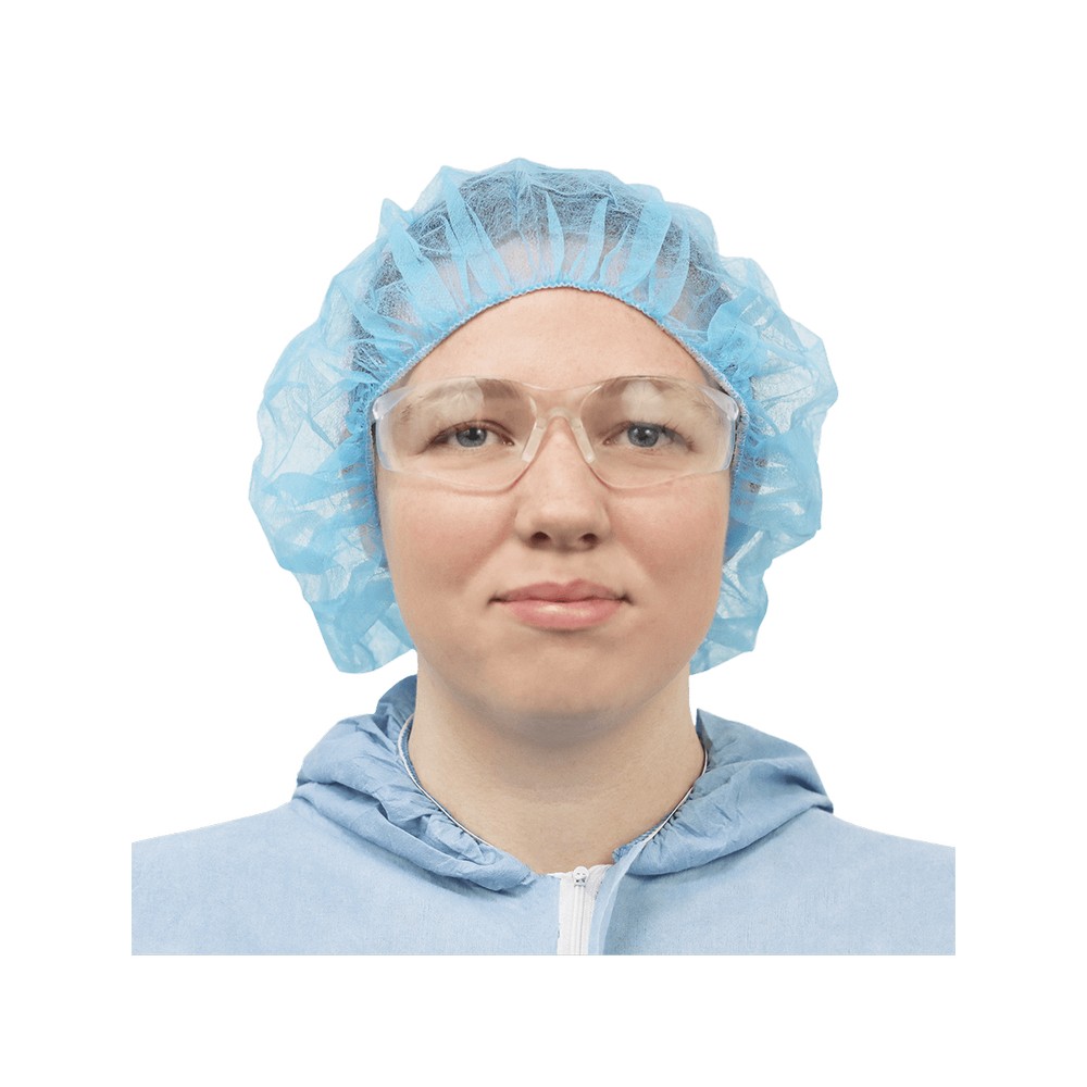 Global Glove NW-PPB24-B FrogWear Blue Polypropylene Disposable Bouffant Caps