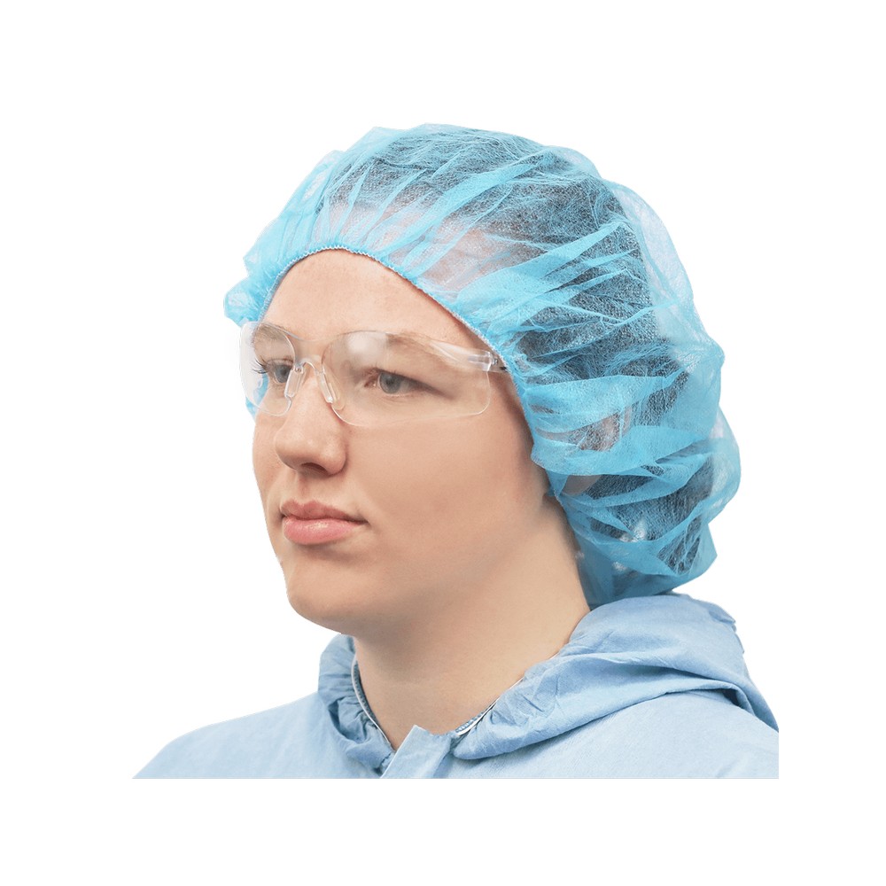 Global Glove NW-PPB24-B FrogWear Blue Polypropylene Disposable Bouffant Caps