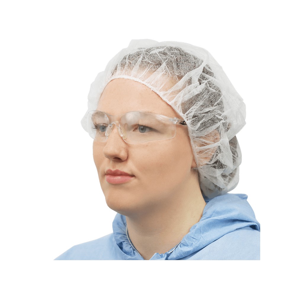 Global Glove NW-PPB24-W FrogWear White Polypropylene Disposable Bouffant Caps