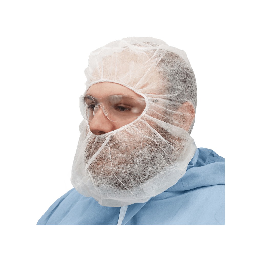 Global Glove NW-PPBBR-W FrogWear White Polypropylene Disposable Balaclava-Style Hood