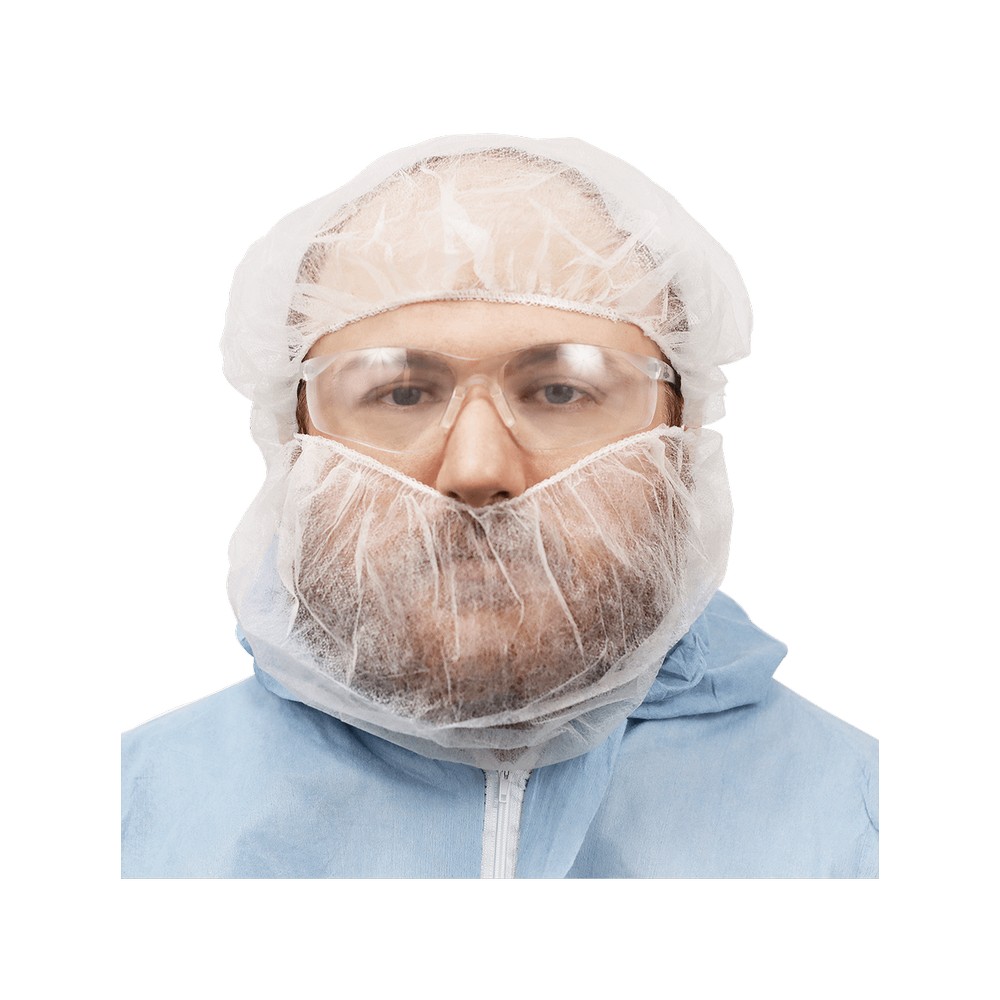 Global Glove NW-PPBR18-W FrogWear White Polypropylene Disposable Beard Covers