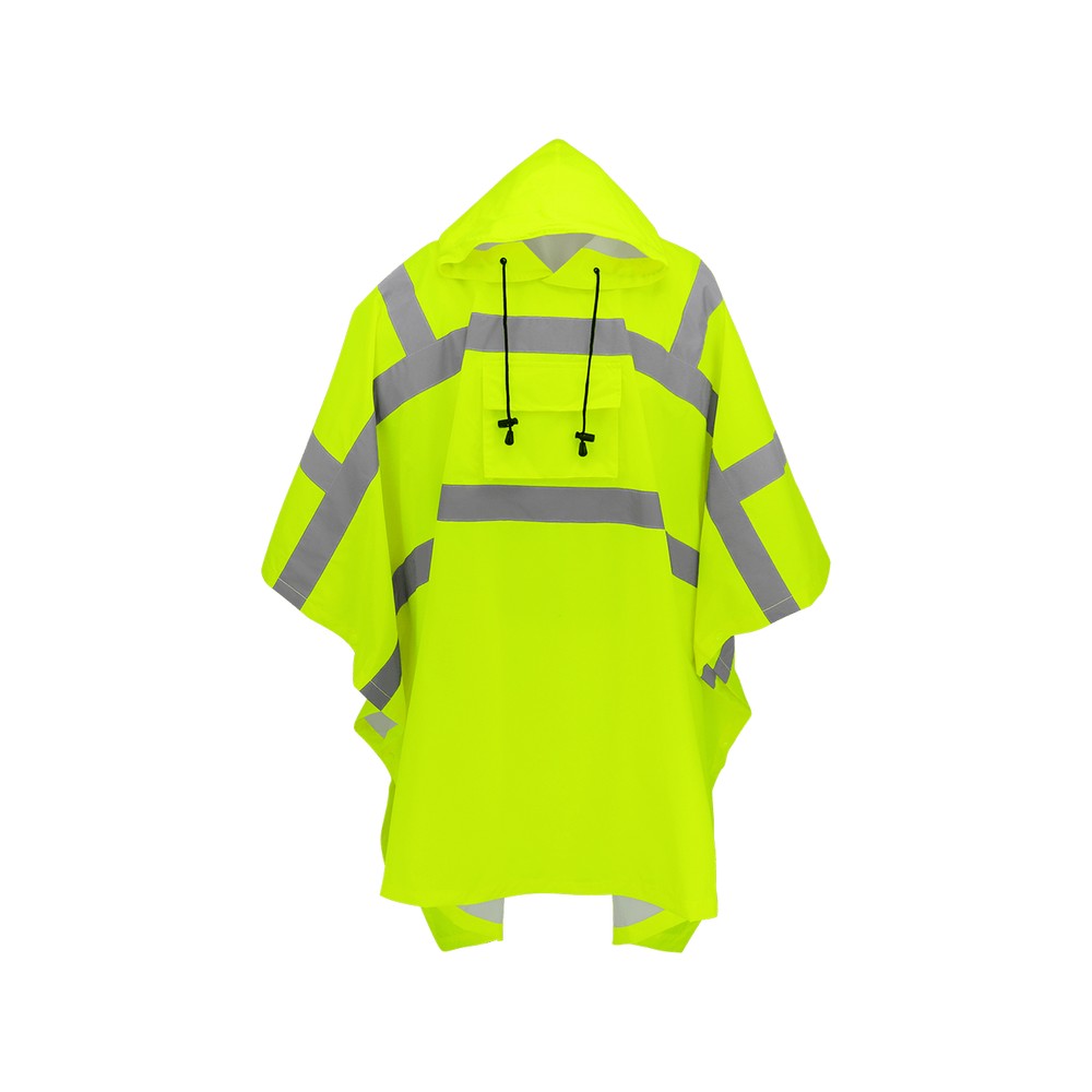 Global Glove GLO-850 FrogWear HV High-Visibility Yellow/Green Polyester Rain Poncho