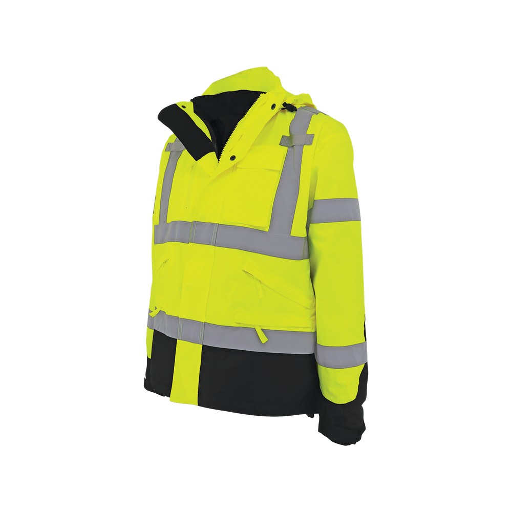 Global Glove GLO-P3-M FrogWear HV High-Visibility Yellow/Green Three-in-One Winter Parka Jacket