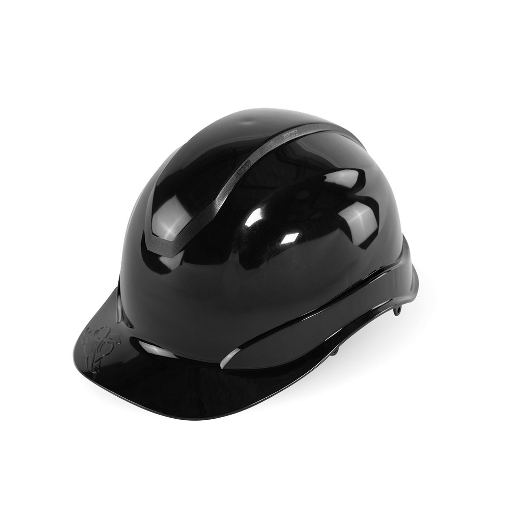 Global Glove HH-C2-K Bullhead Safety Head Protection Black Unvented Cap Style Hard Hat With Six-Point Ratchet Suspension