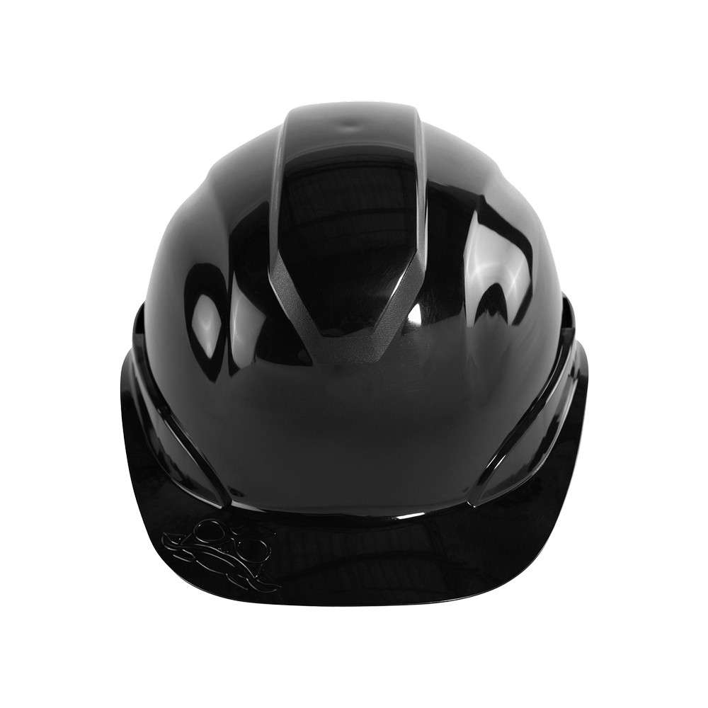 Global Glove HH-C2-K Bullhead Safety Head Protection Black Unvented Cap Style Hard Hat With Six-Point Ratchet Suspension