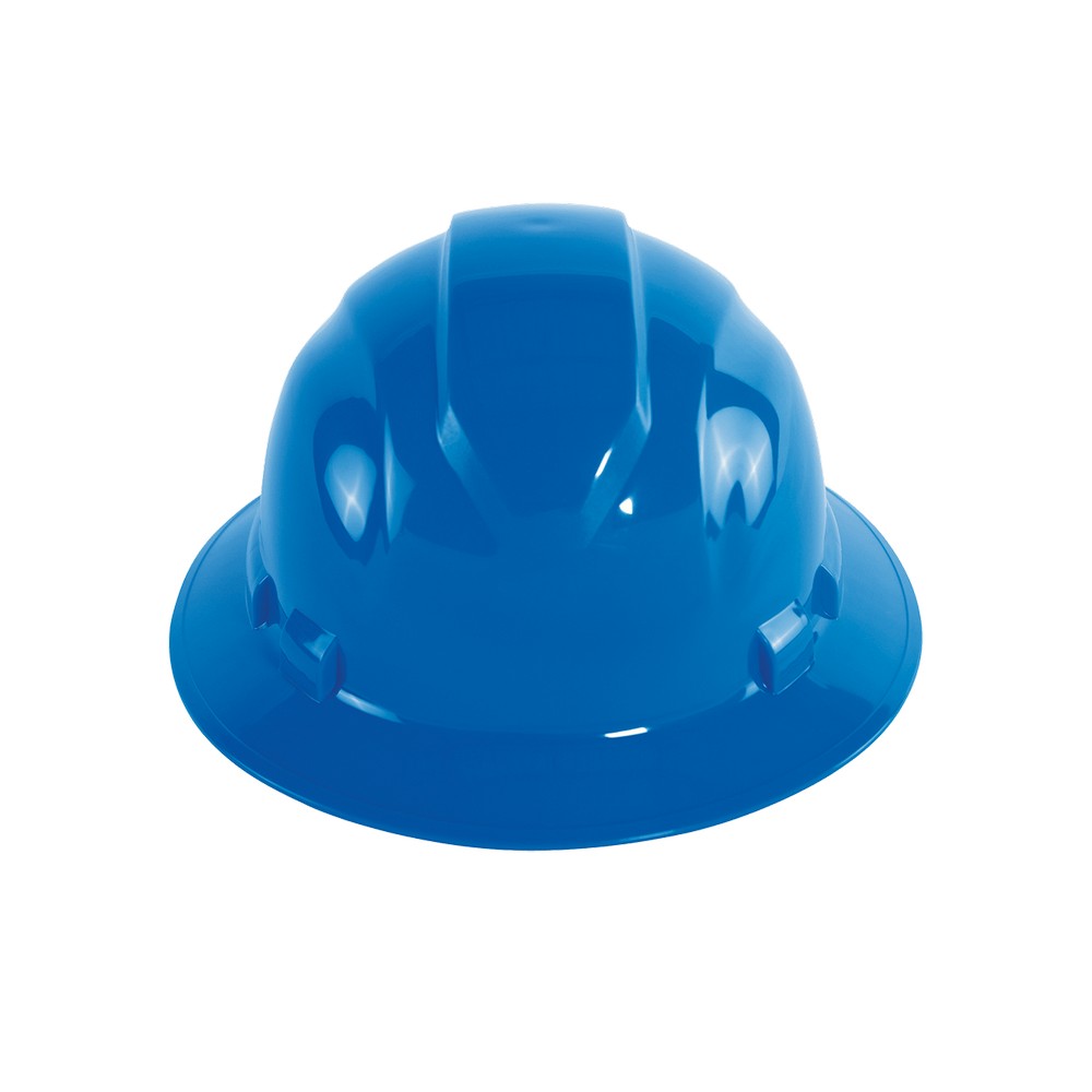 Global Glove HH-F1-B Bullhead Safety Head Protection Blue Unvented Full Brim Style Hard Hat With Six-Point Ratchet Suspension