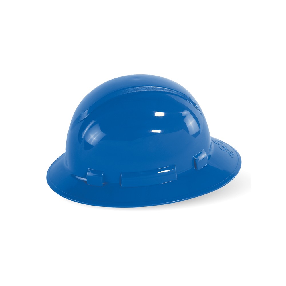 Global Glove HH-F1-B Bullhead Safety Head Protection Blue Unvented Full Brim Style Hard Hat With Six-Point Ratchet Suspension