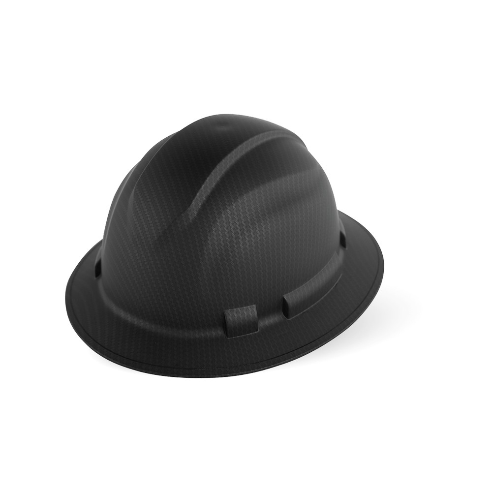 Global Glove HH-F1-C Bullhead Safety Head Protection Matte Black Graphite Unvented Full Brim Style Hard Hat With Six-Point Ratchet Suspension