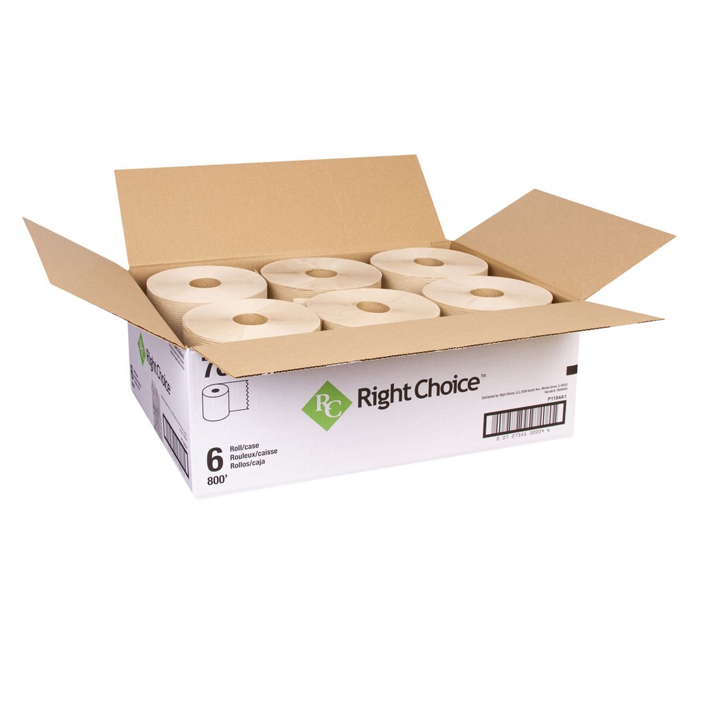 Right Choice 78000004 Natural Hardwound Roll Towel 7.875 X 800' 1-ply Kraft  6 per case