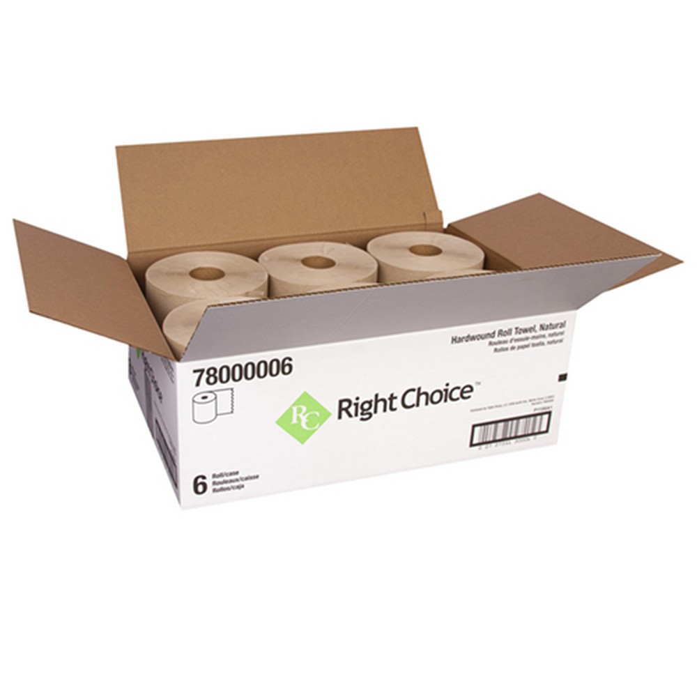 Right Choice 78000006 Natural Hardwound Roll Towel 7.875 X 700' 1-ply Kraft  6 per case
