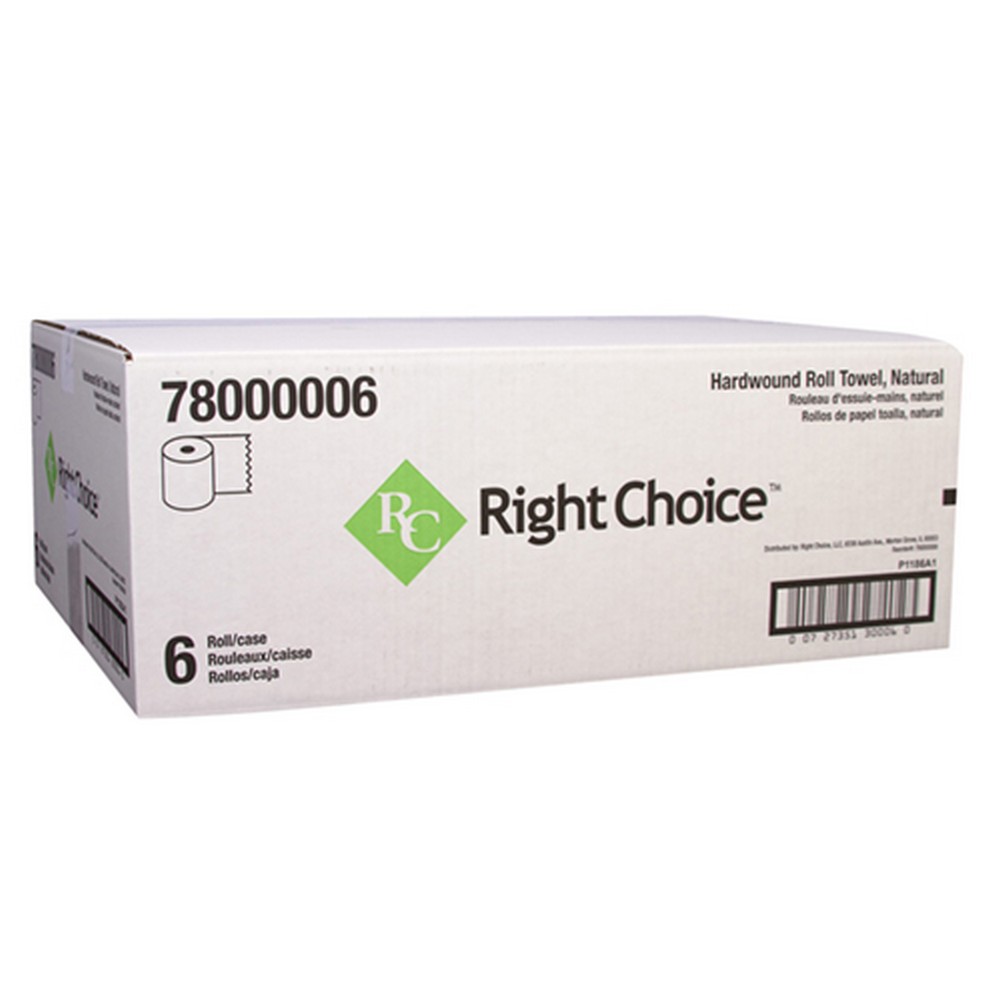 Right Choice 78000006 Natural Hardwound Roll Towel 7.875 X 700' 1-ply Kraft  6 per case