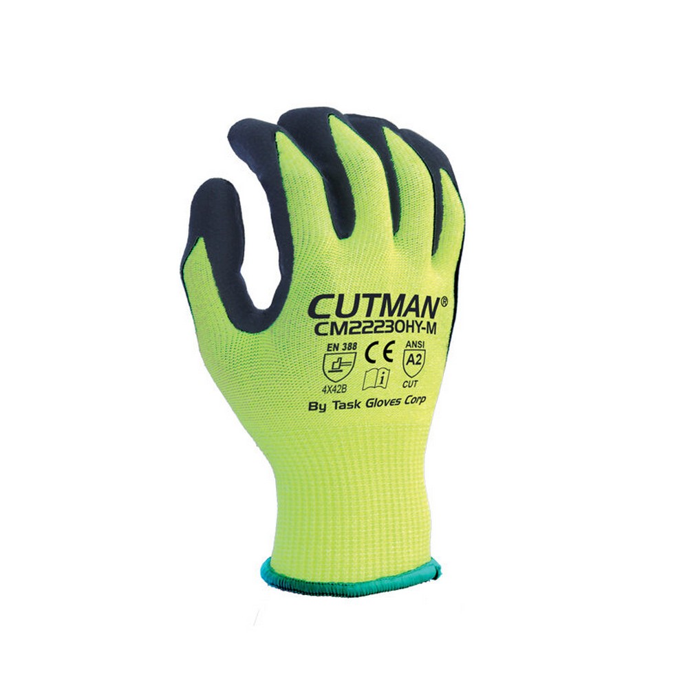 Task Gloves CM22230HY CUTMAN 13 Gauge high-density polyethylene HDPE Shell, Micro-Foam Nitrile , ANSI A2 Cut Resistant Gloves