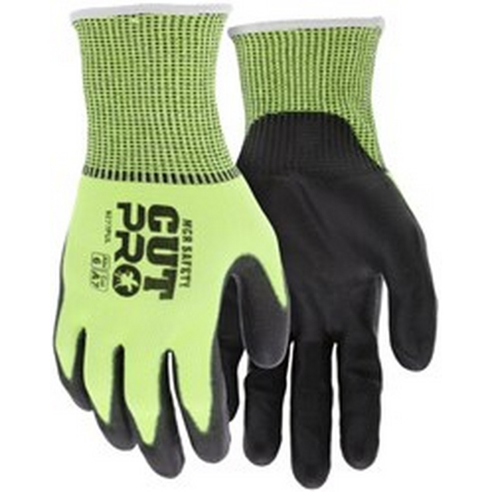 MCR Safety 9277PU Cut Pro 13 Gauge HyperMax Shell PU Coated Palm and Fingertips Hi-Visibility Cut Resistant Work Gloves