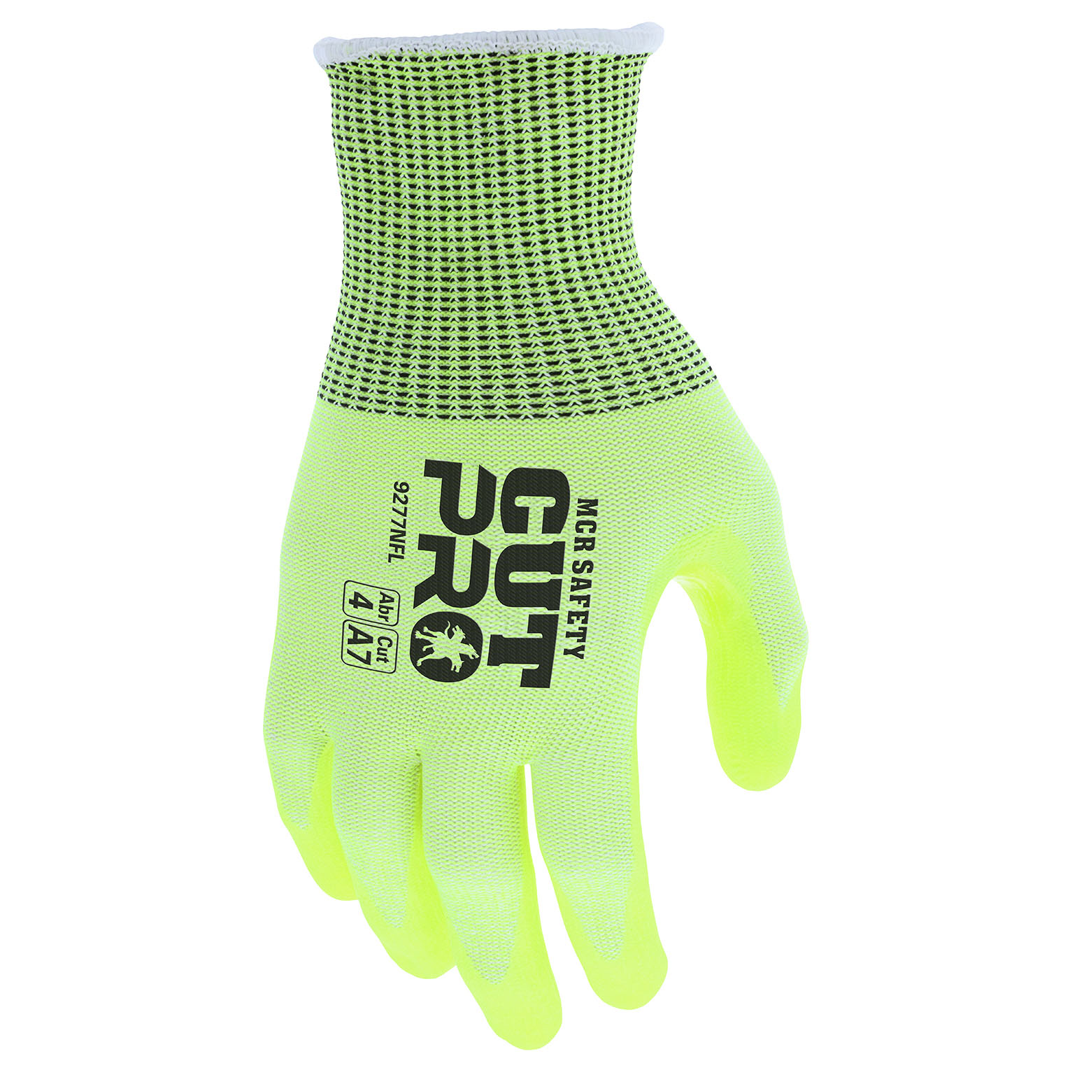MCR Safety 9277NF Cut Pro 13 Gauge HyperMax Shell NFT Coated Palm and Fingertips Hi-Visibility Cut Resistant Work Gloves Reinforced Thumb Crotch