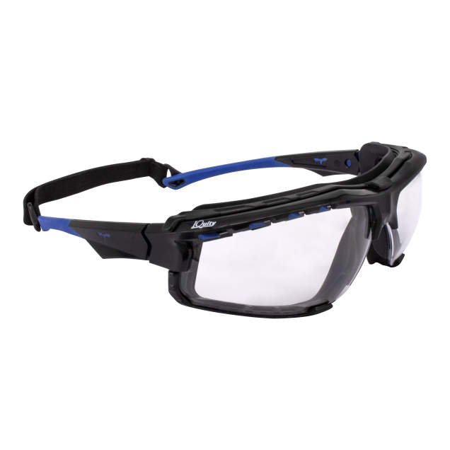 Radians TXE2-13ID Thraxus Elite Safety Eyewear, Clear IQ, Black/Blue Frame Safety Glasses