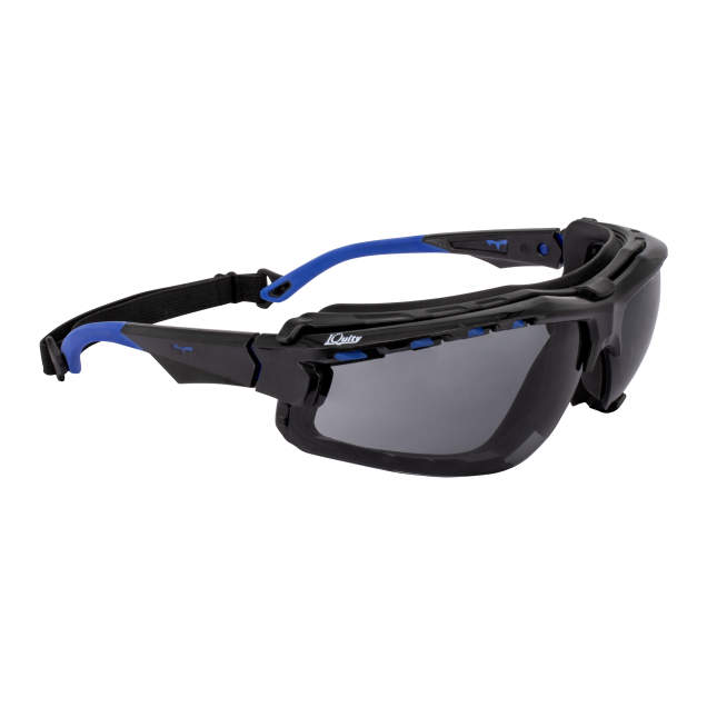 Radians TXE2-23ID Thraxus Elite Safety Eyewear, Smoke IQ, Black/Blue Frame Safety Glasses