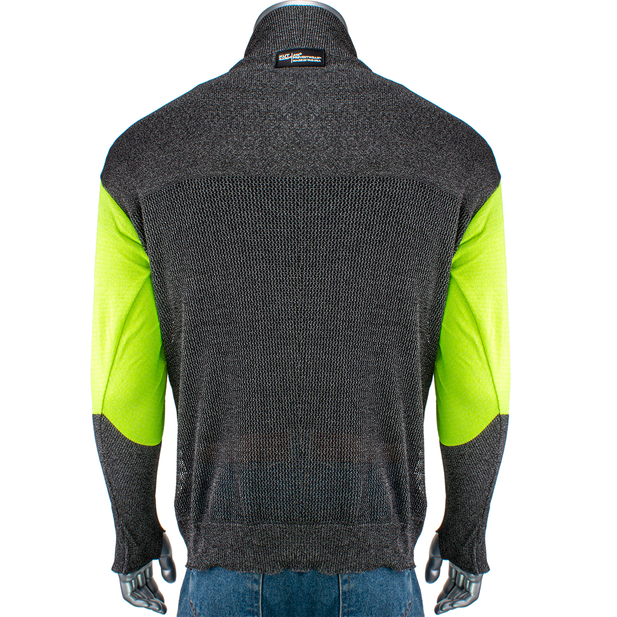 PIP PJG145-3CM-HVB-TH Kut Gard ATA PreventWear Blended Cut Resistant 1/4 Zip Pullover with Hi-Vis Sleeves and Thumb Holes