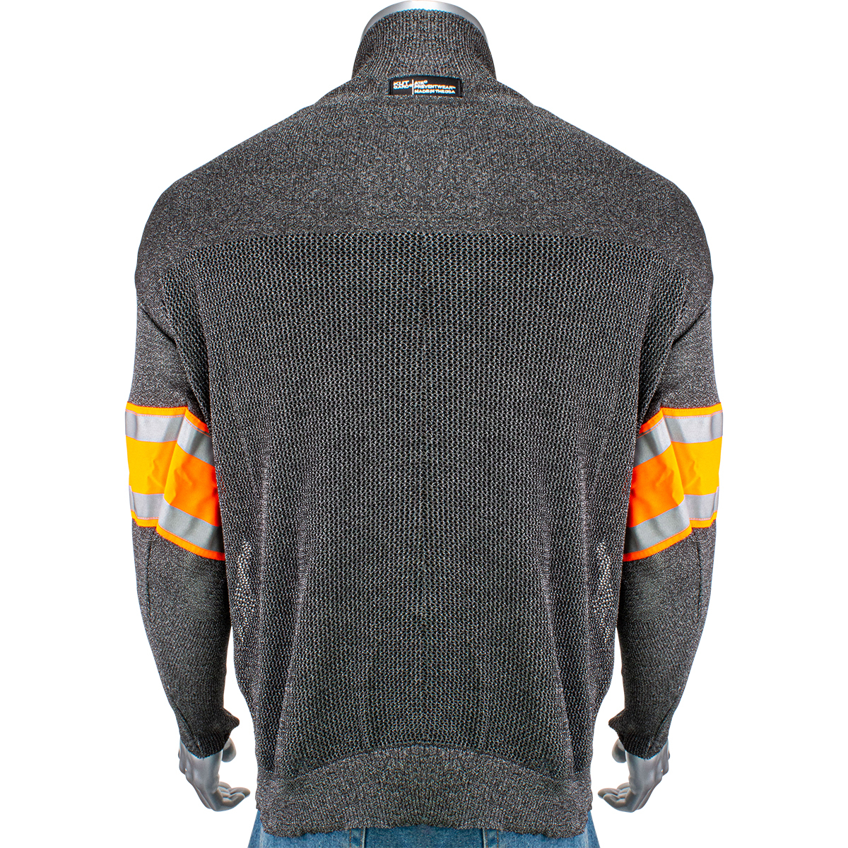 PIP P145SP-3CM-HV2-TL Kut Gard ATA PreventWear Blended Cut Resistant Pullover with Hi-Vis / Reflective Taped Sleeves and Thumb Loops