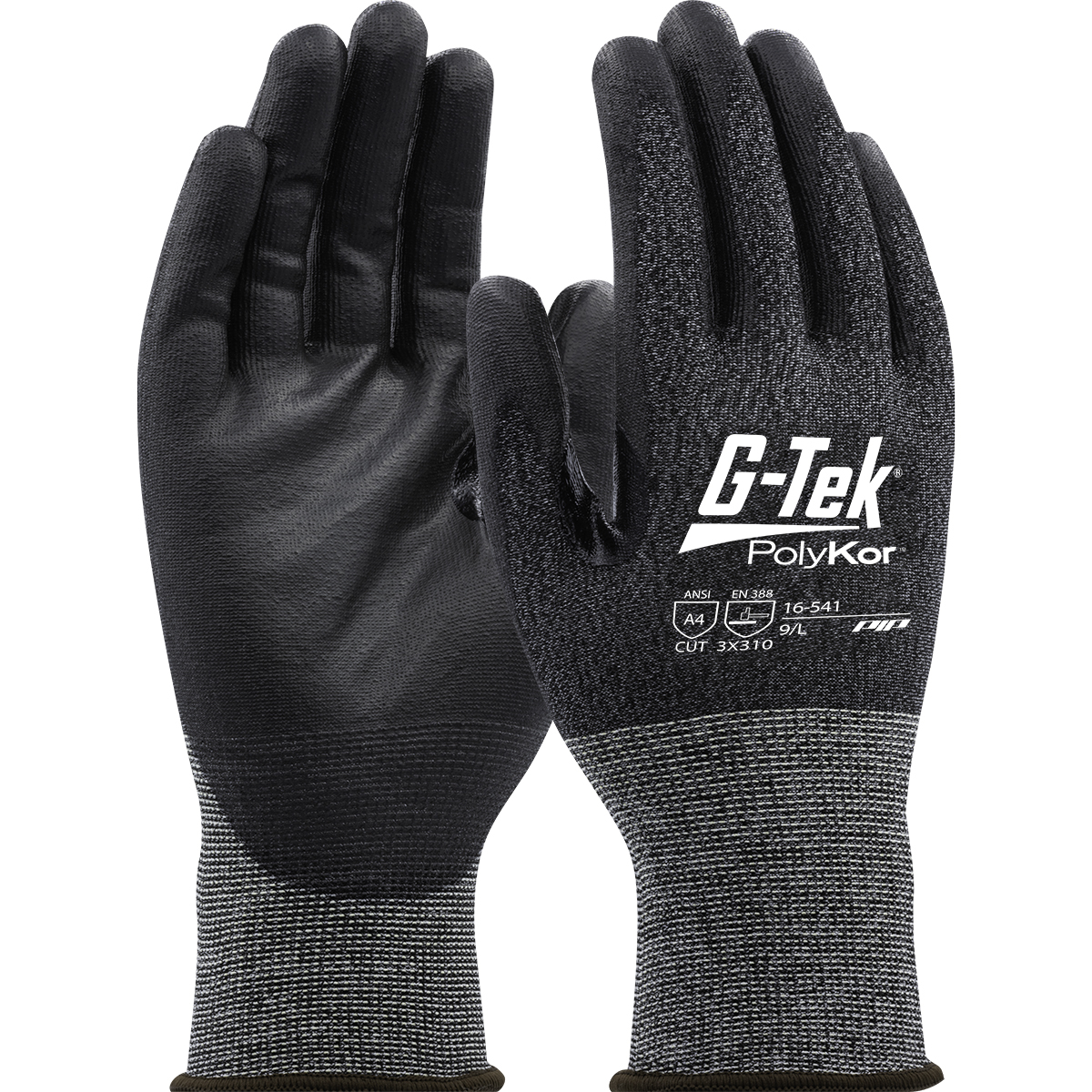 PIP 16-541 G-Tek PolyKor Seamless Knit PolyKor Blended Glove with Polyurethane Coated Flat Grip on Palm & Fingers - 21 Gauge - Touchscreen Compatible