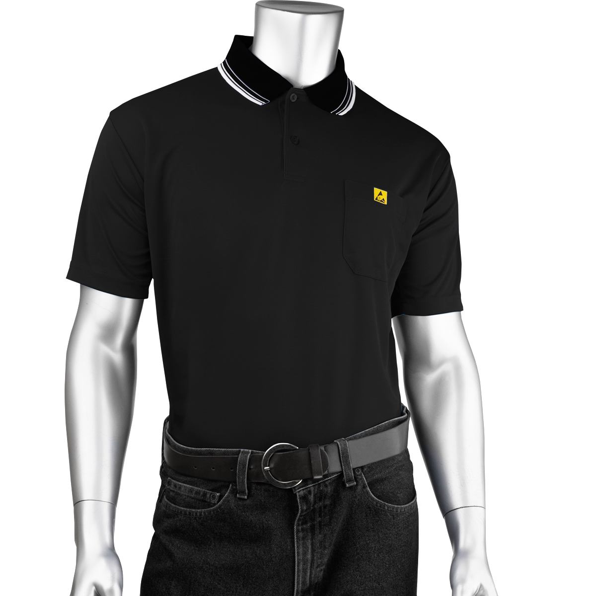 PIP BP801SC-BK Uniform Technology Short Sleeve ESD Polo Shirt
