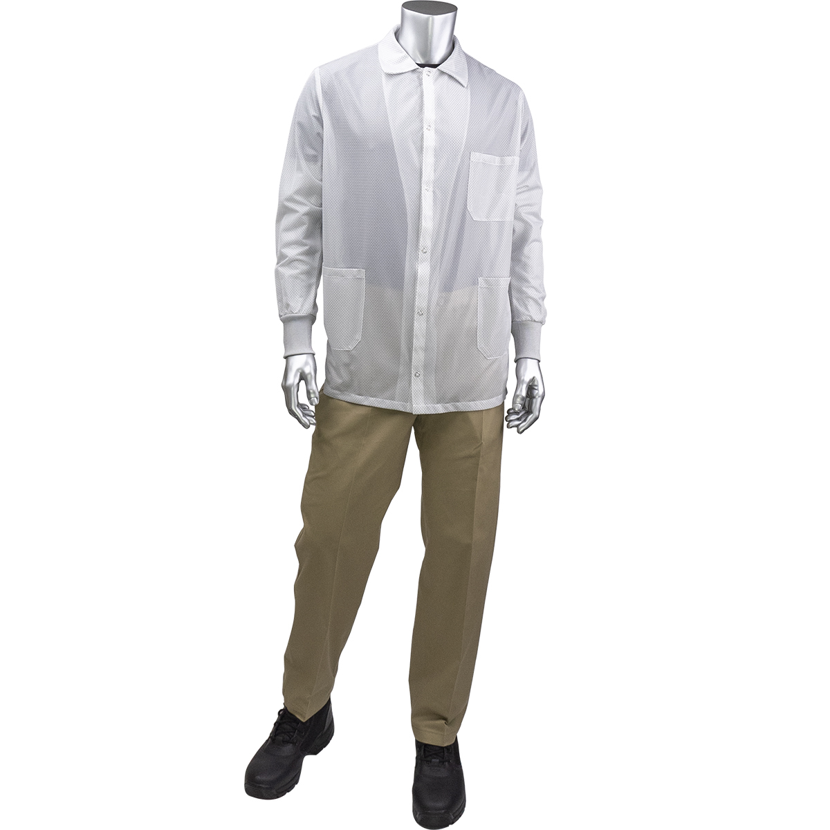 PIP BR49AC-44WH Uniform Technology StatStar Short ESD Labcoat - ESD Knit Cuff