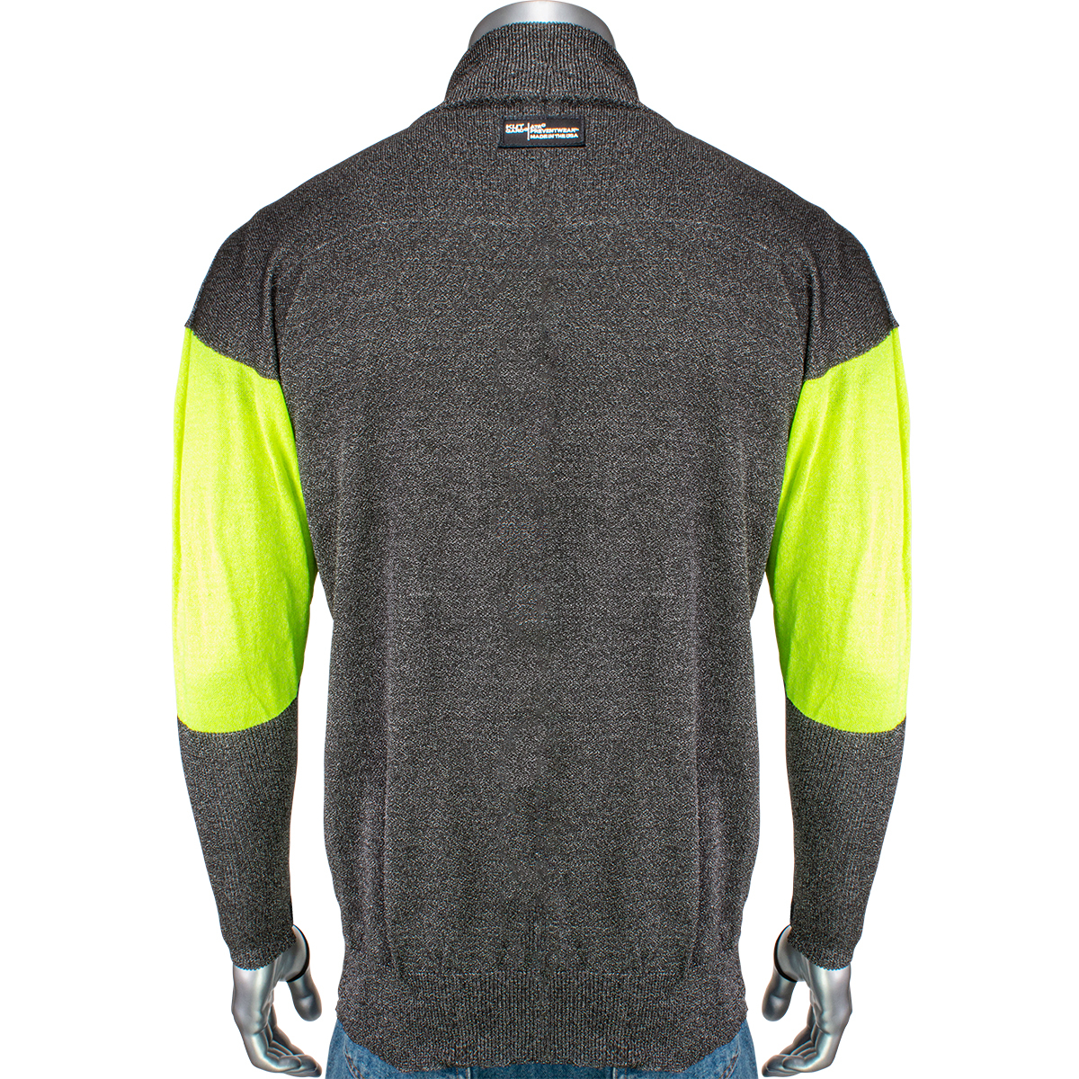 PIP J100SP-3CM-HVB-TL Kut Gard ATA PreventWear ATA Blended Cut Resistant Jacket with Hi-Vis Sleeves and Thumb Loops