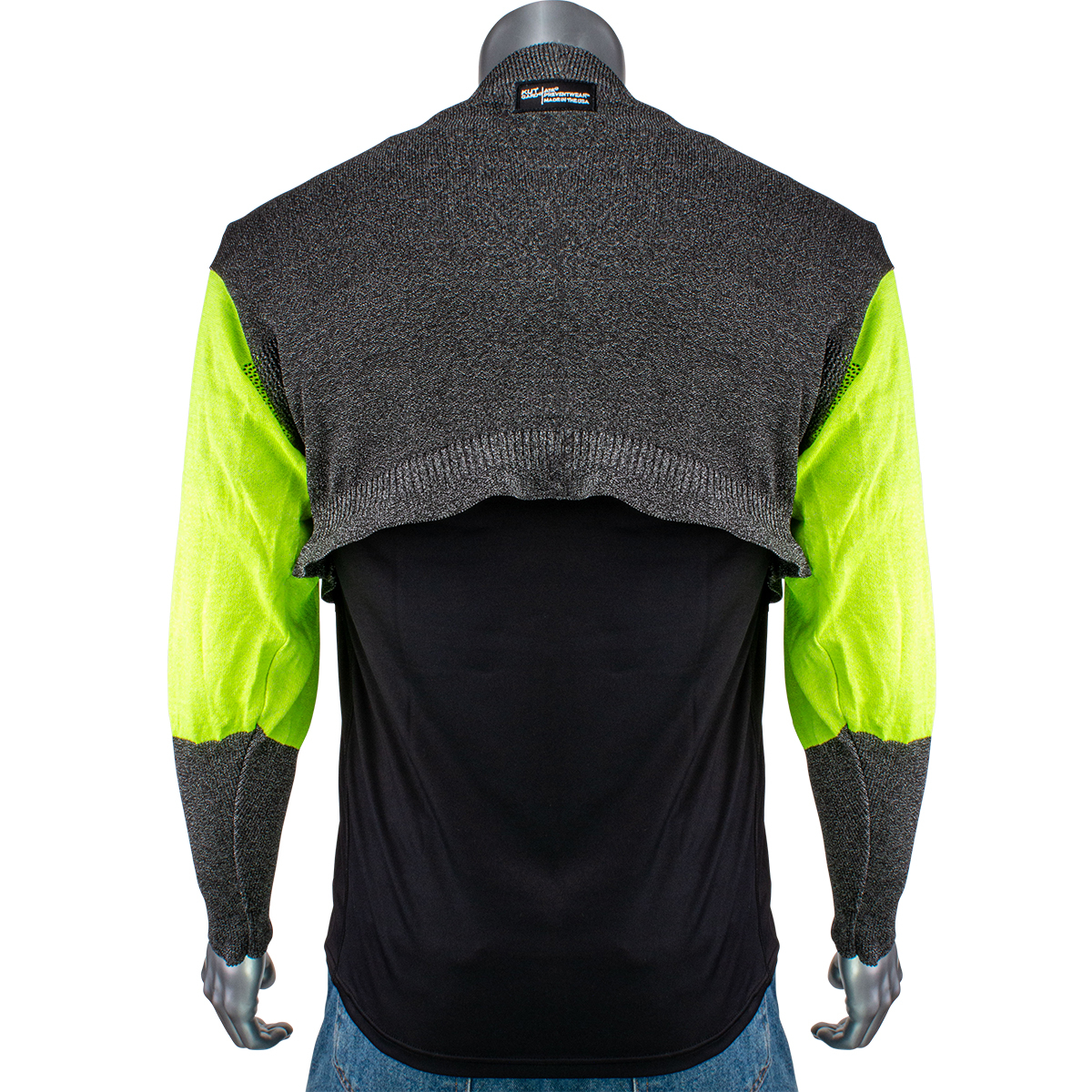 PIP P150SP-2CM-HVB-TL Kut Gard ATA PreventWear ATA Blended Cut Resistant Pullover with Hi-Vis Sleeves and Thumb Loop