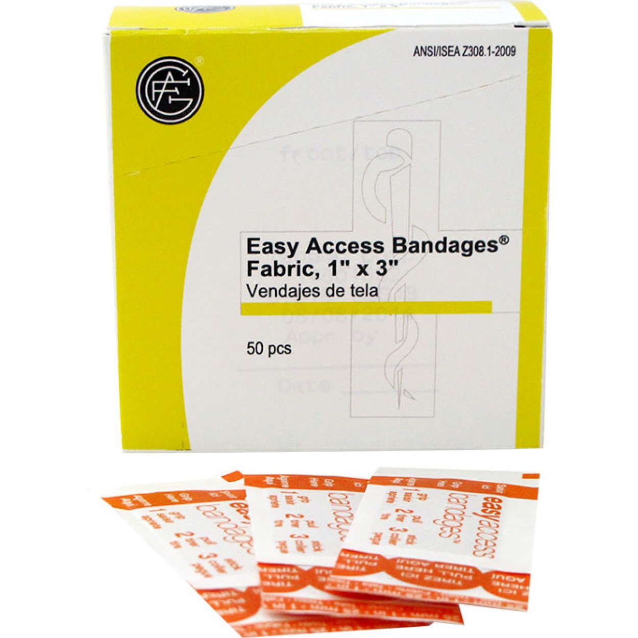 Genuine First Aid 9999-0115 Easy Access Bandage Fabric Bandage, 1"x3", 50/Box