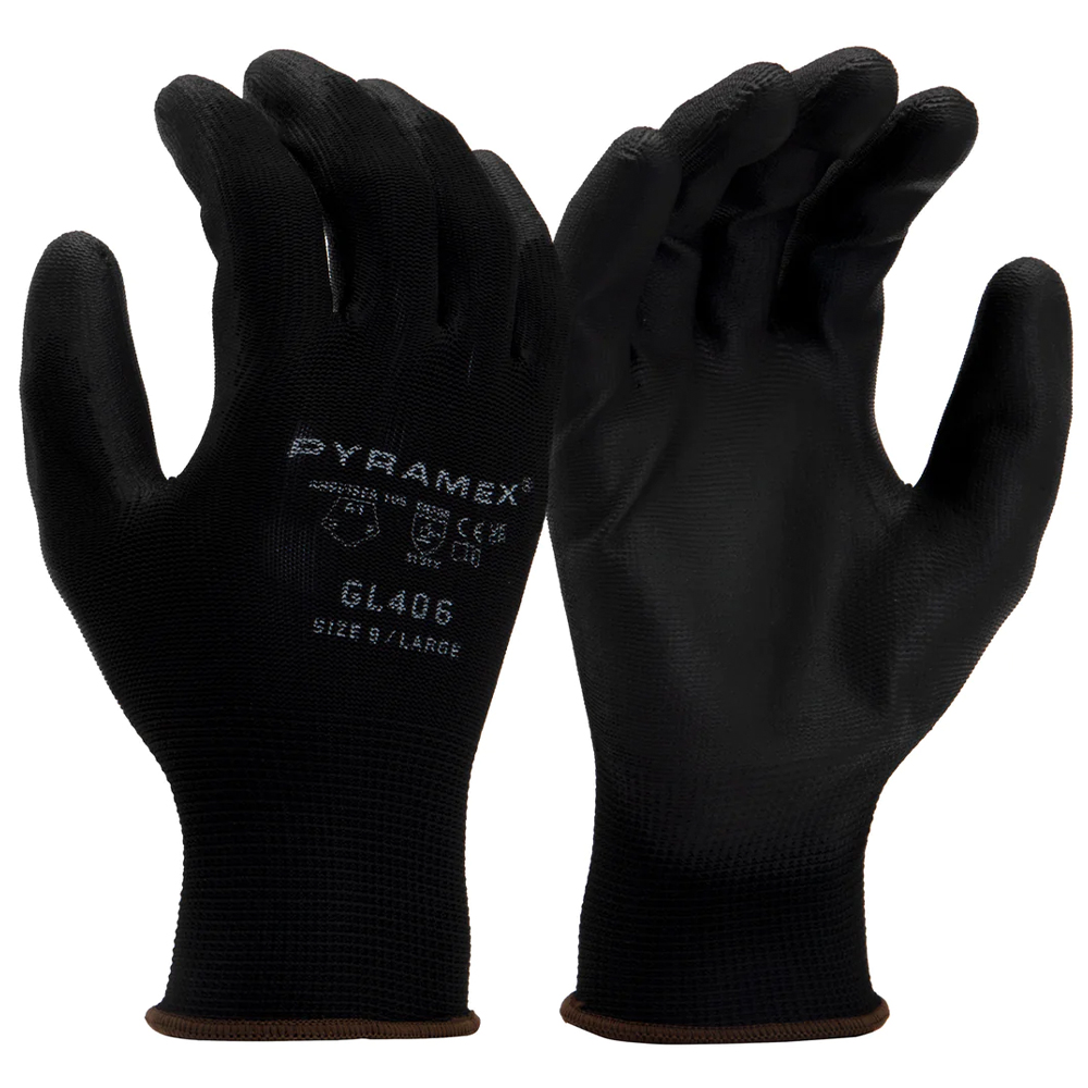 Pyramex Safety GL406 PU 13 Gauge ANSI A1 Polyester Gloves