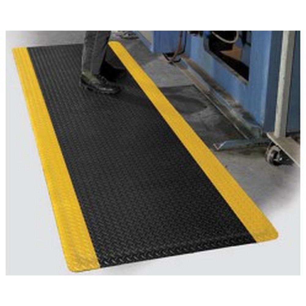 Apache Mills 39065090320000300 Anti-Fatigue Diamond Foot Black-Yellow Mat - 2x3
