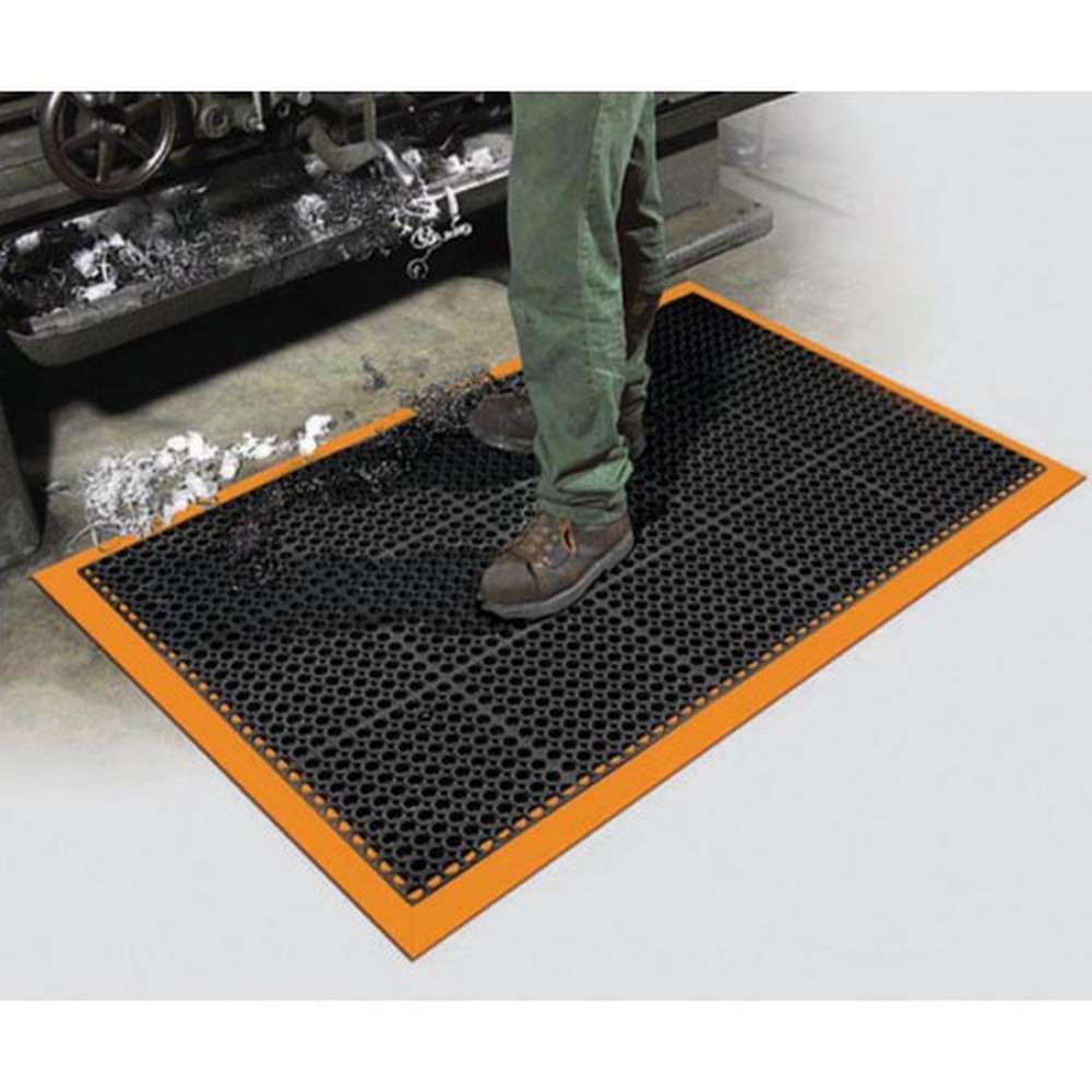 Apache Mills 46503093303800000 Safety Tru-Tread Black-Orange Mat - 38x52
