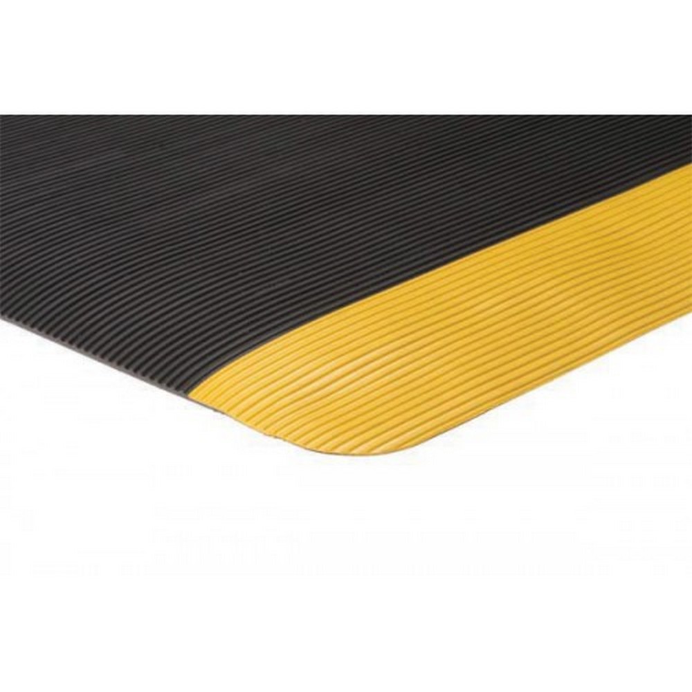 Apache Mills 34470090330007500 Anti-Fatigue Invigorator Black-Yellow Border Mat - 3x75
