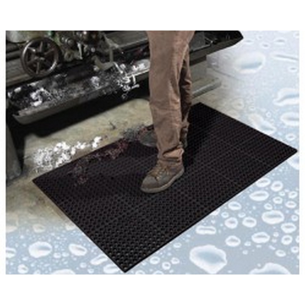 Apache Mills 39271092030001000 TruTread Grease Resistant Black-Grit Tuff Mat - 3x10