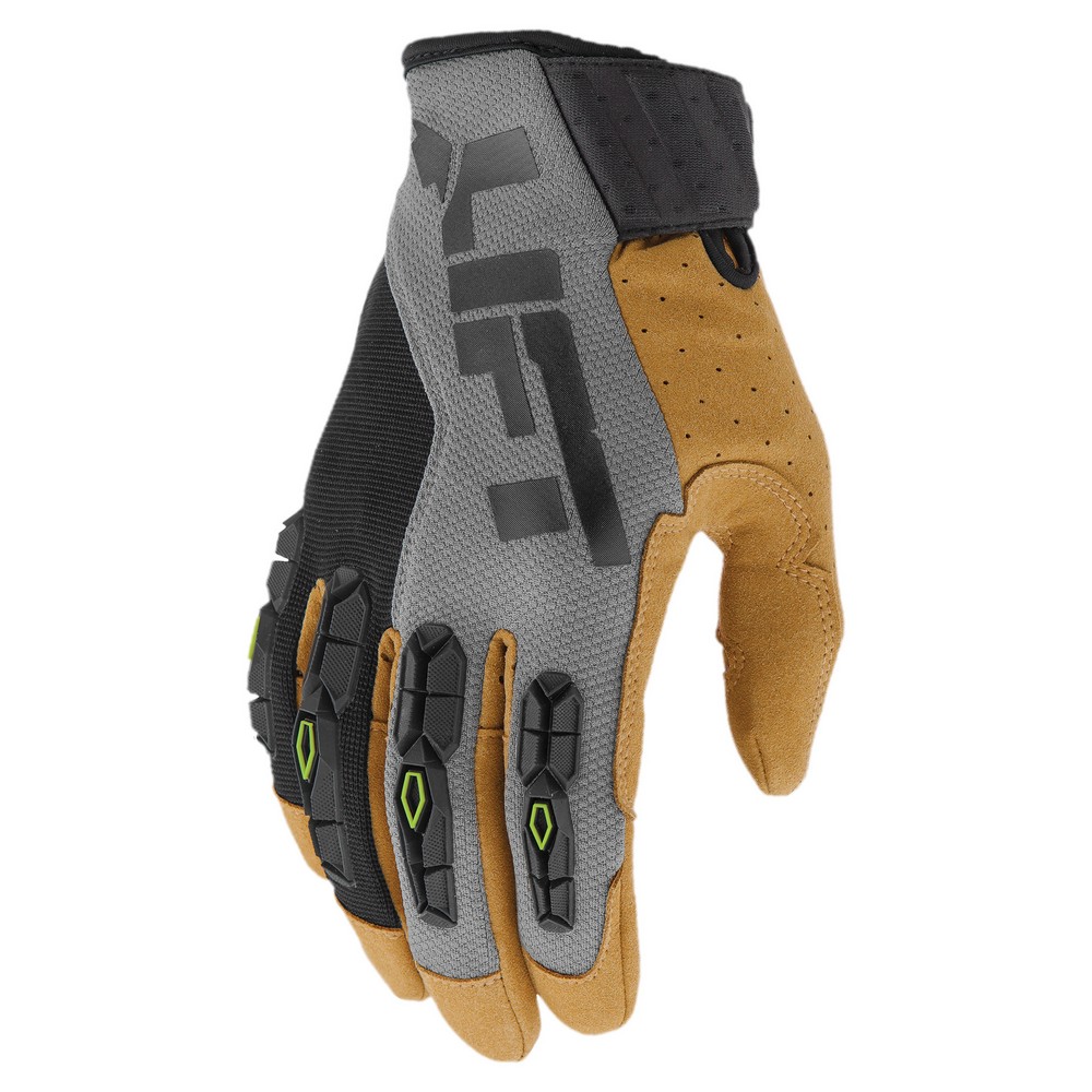 Lift Safety GHR-17YBRS Handler Leather Silicone Grip Glove, Gray/Black