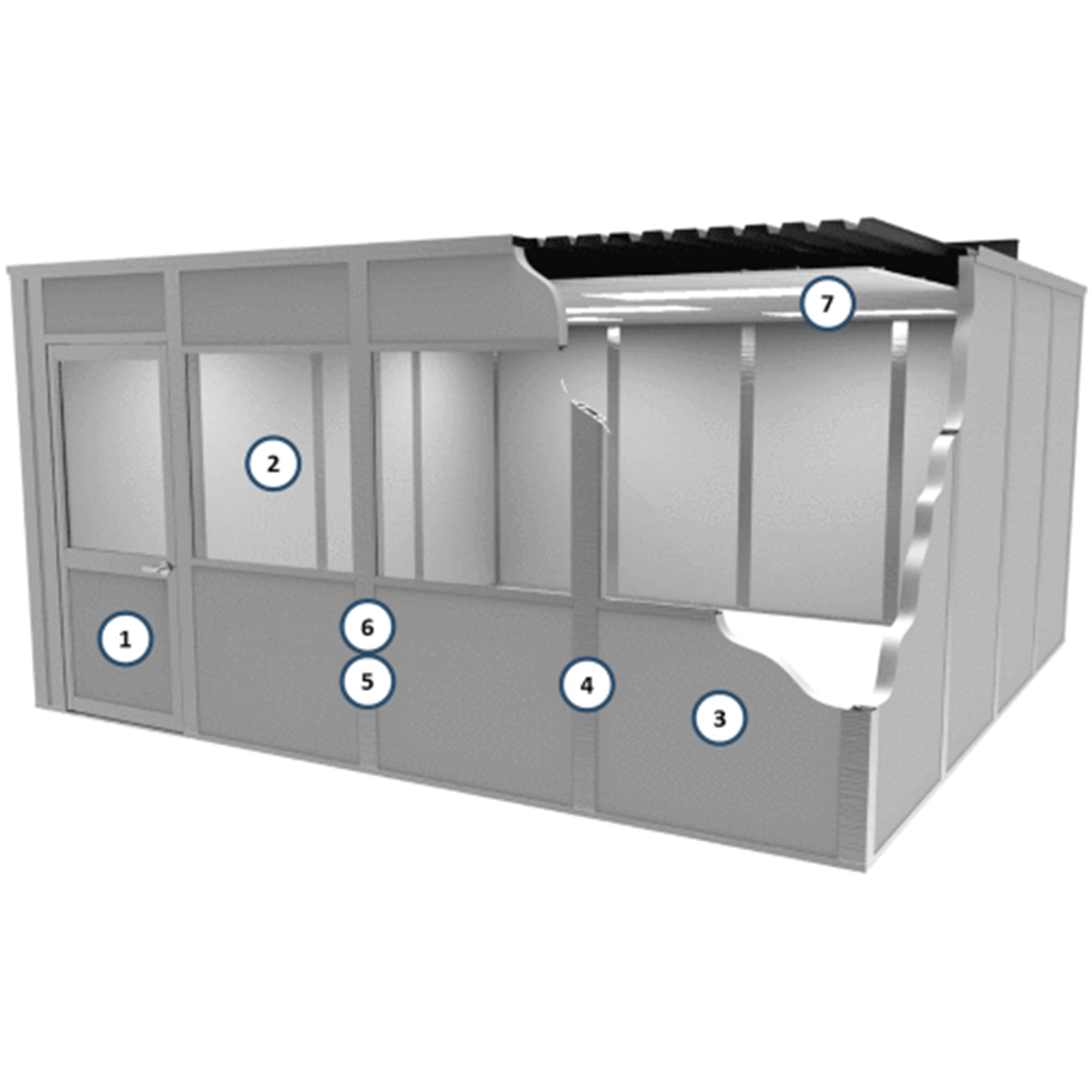 Porta-King G_HG812400 Inplant Office, Gray Vinyl Int & Ext, 8x12, 4-Wall, Class C Fire & STC27 Sound