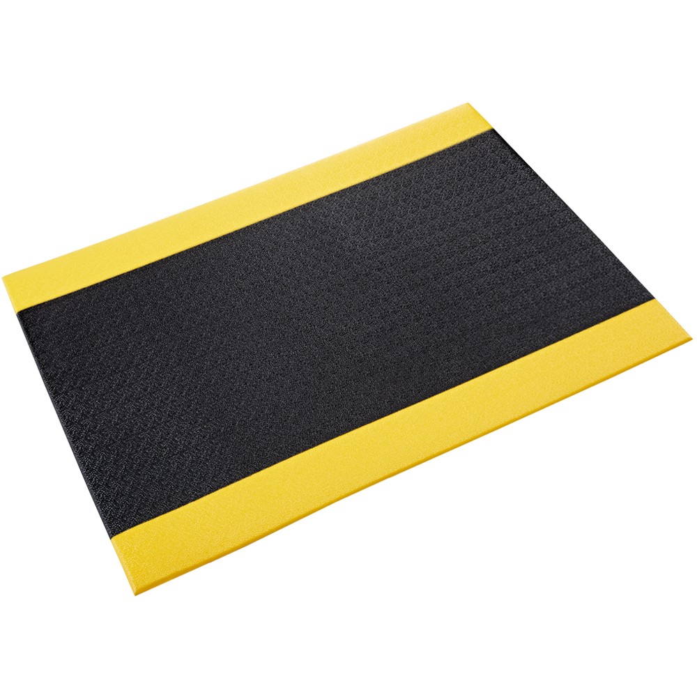 Crown Matting K4 0312YB Comfort-King 1/2 3'x12' Black w/Yellow Anti-Fatigue Matting