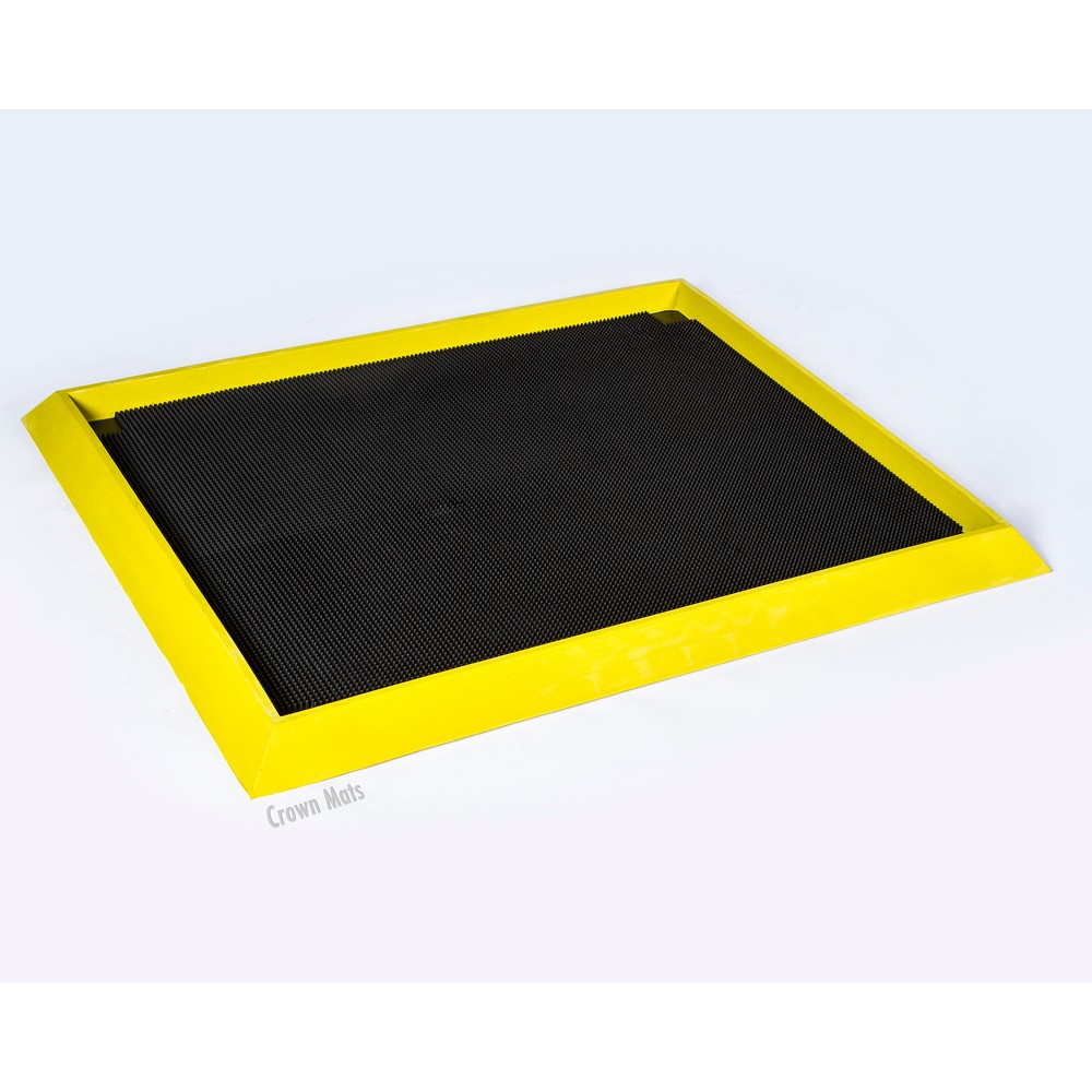 Crown Matting BD 3239YB Disinfectant Boot Bath 32"x39" Black w/Yellow Entrance Matting