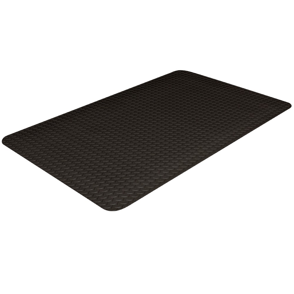 Crown Matting CD 0023DB Industrial Deck Plate 2'x3' Black Anti-Fatigue Matting