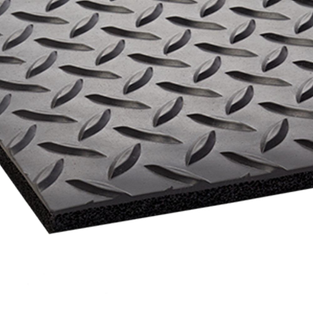 Crown Matting CDR3436DB-75 Industrial Deck Plate Ultra 3'x75' Black Anti-Fatigue Matting