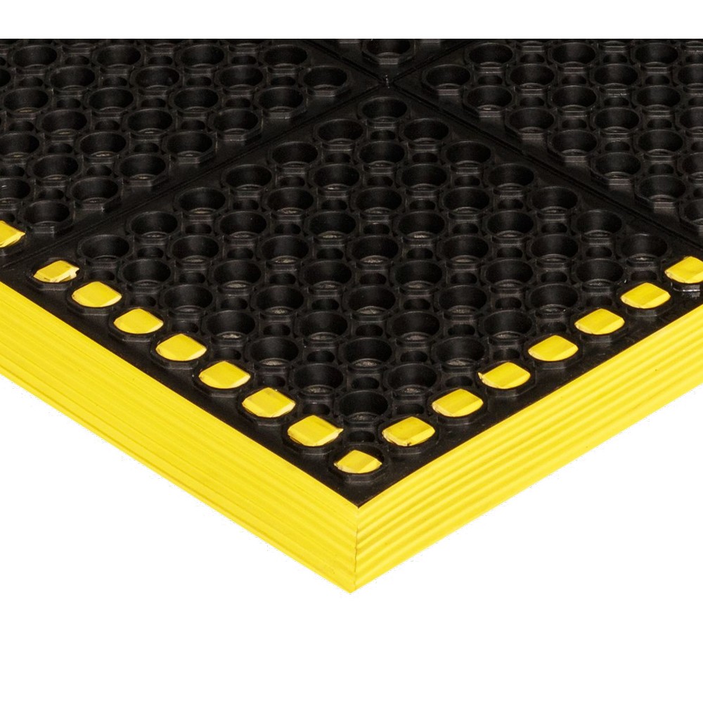 Crown Matting WS 3E64YE Safewalk with Colored Borders 3-Sides 38"x64" Black w/Yellow Anti-Fatigue Matting